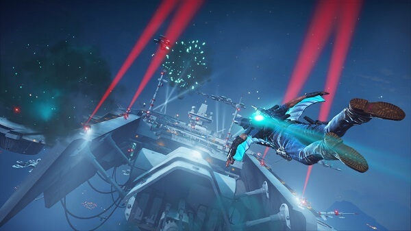 Rico flying over the Sky Fortress
