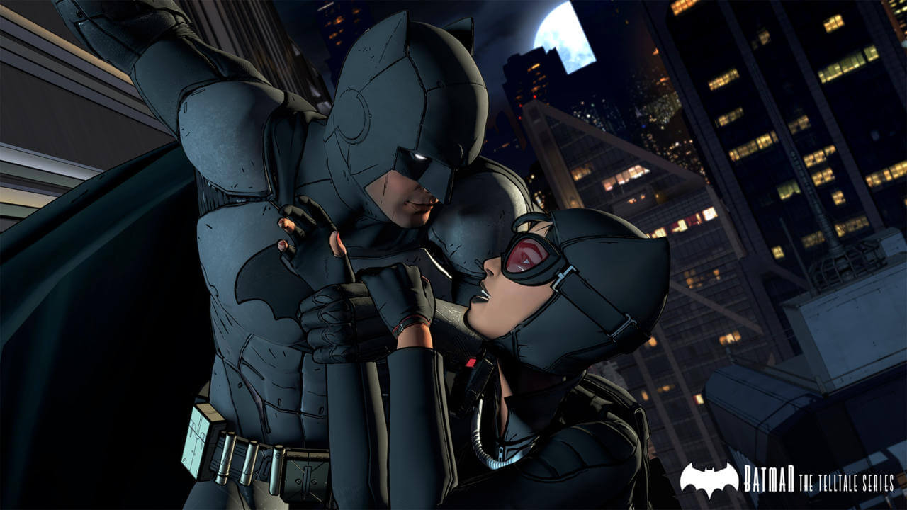 Batman and Catwoman square off.