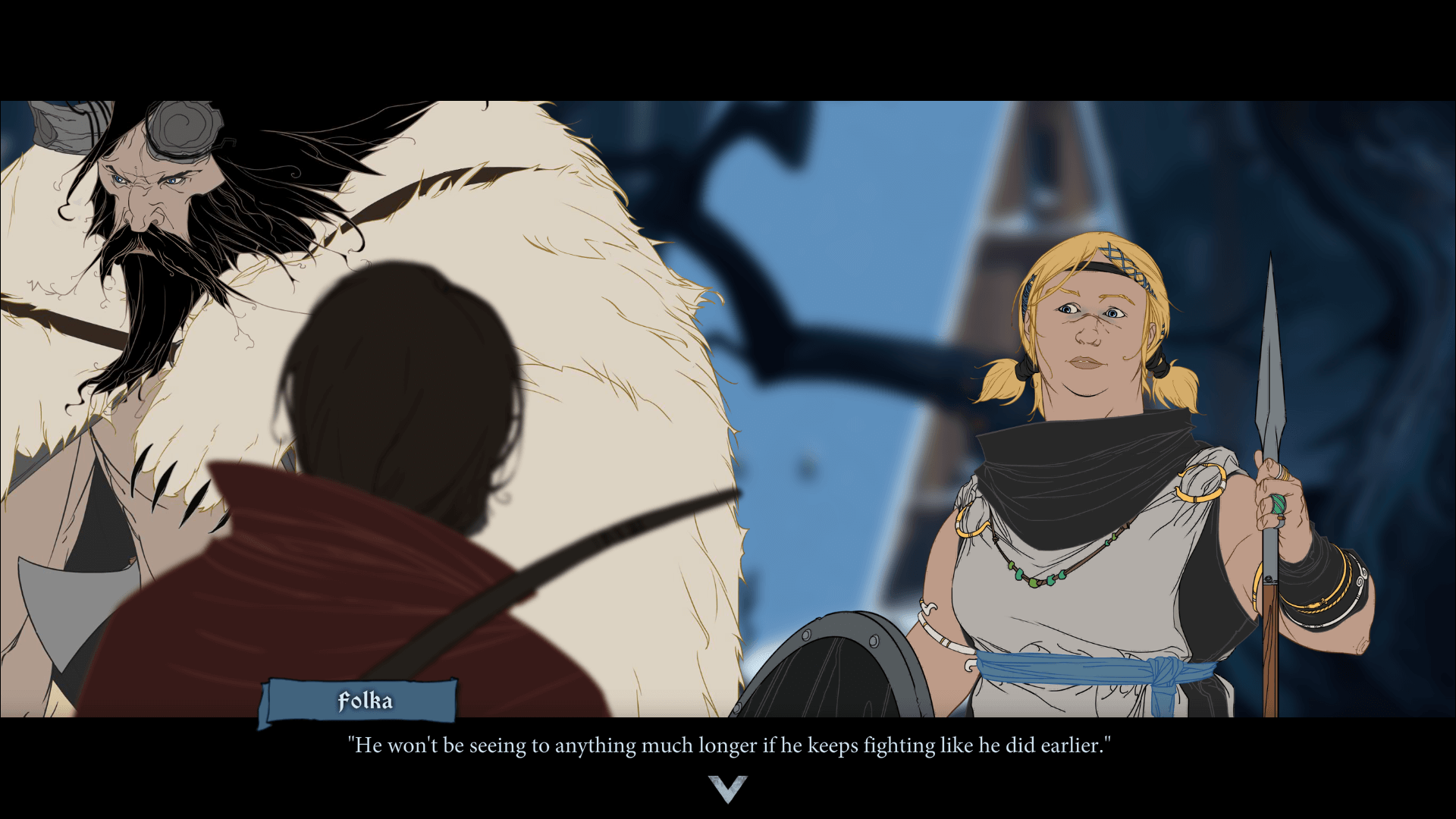 Bolverk, the black-haird Varl, and Folka, his advisor, are two new central characters.