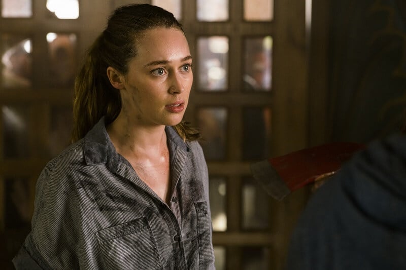 Alicia giving a look that is fiery and fierece