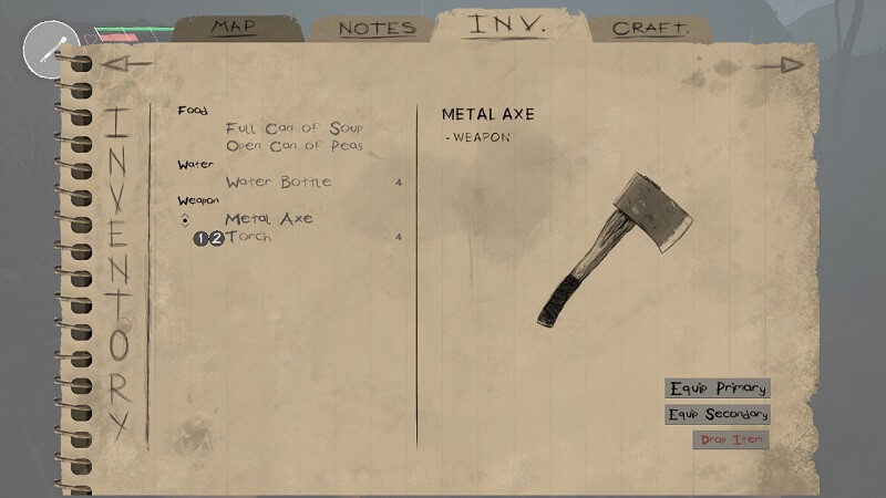 Inventory screen in the other 99