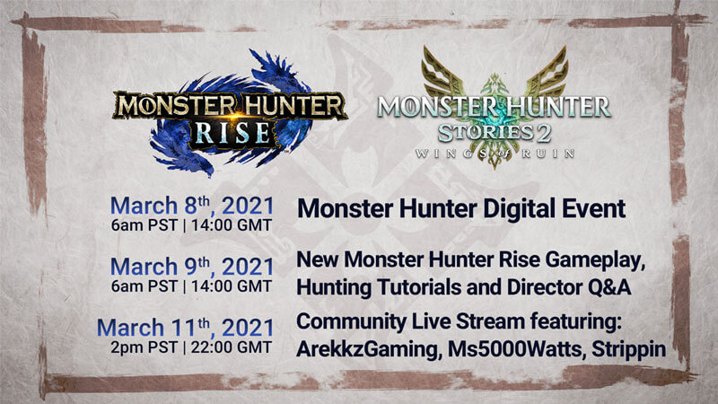 Monster Hunter March Digital Event Schedules
