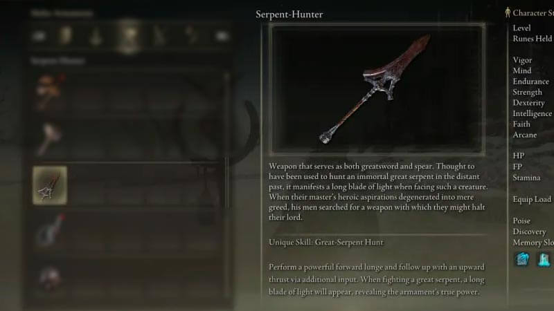 Elden Ring: The Best Build for the Serpent-Hunter Spear