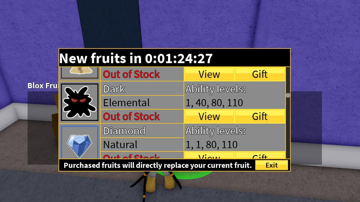 buying dark fruit from a blox fruit dealer