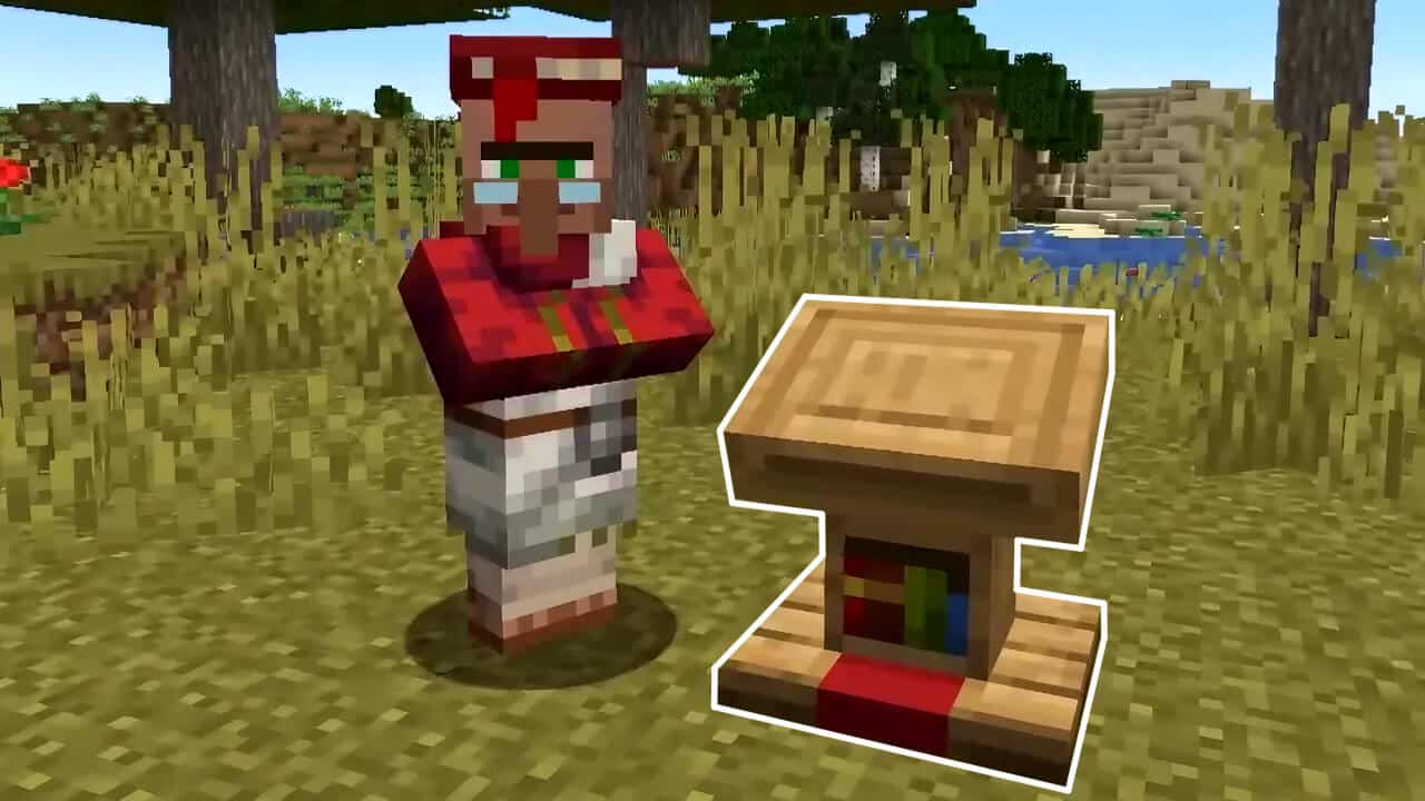 librarian standing beside a lectern in minecraft