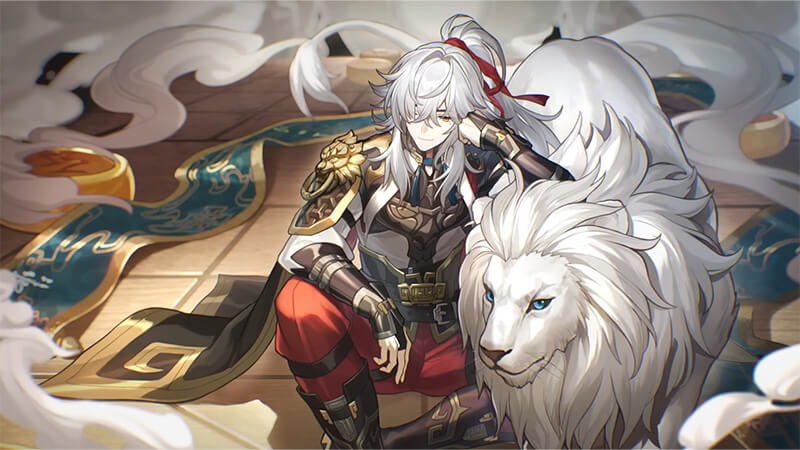 Art of the general of the Xianzhou Alliance's Cloud Knights from Honkai: Star Rail.