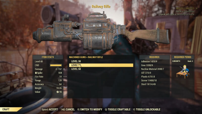 How to get the Railway Rifle in Fallout 76