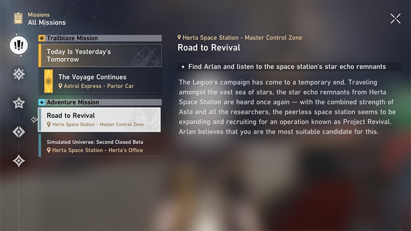 Mission Info Road to Revival in Honkai Star Rail