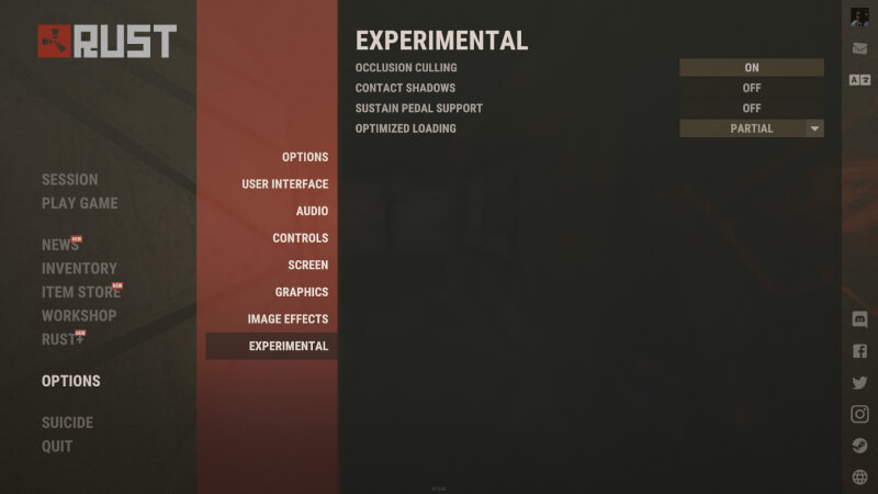 Rust Optimized Loading Option Screen
