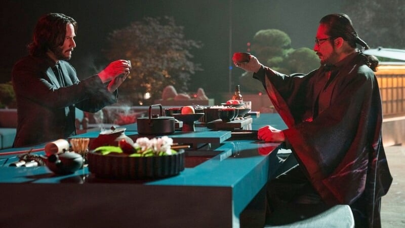 Keanu Reeves and Hiroyuki Sanada as John Wick and Shimazu Koji