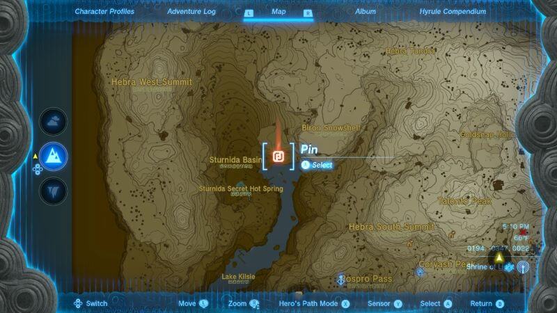 Where to find the Lake Kelsie Cave in the Hebra region