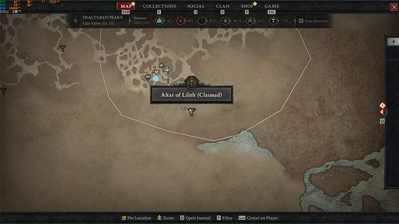 Fractured Peaks Trekker's Nook Altar of Lilith Location in Diablo 4