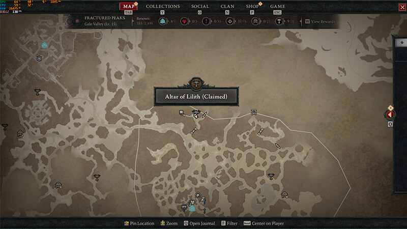Fractured Peaks Zeleny Lowlands Altar of Lilith location in Diablo 4
