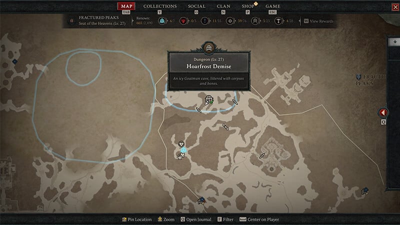 Hoarfrost Demise Dungeon Location in Diablo 4
