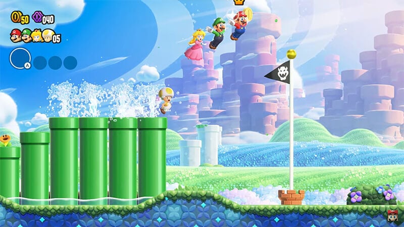 The level design of the new 2D Mario looks varied and fresh.
