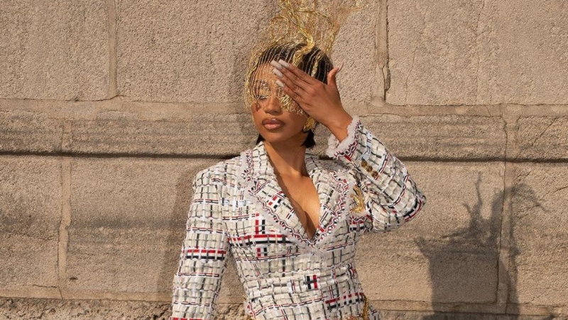 Cardi B ouutfit during Paris Fashion Week