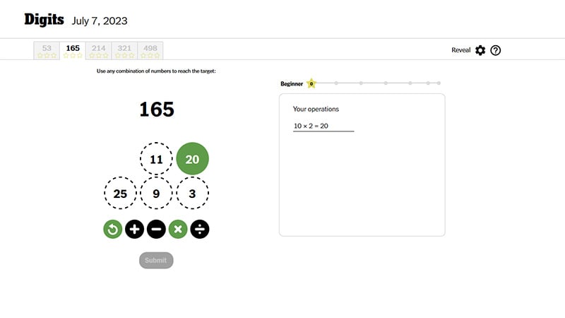 Today's Digits Answer Puzzle Image