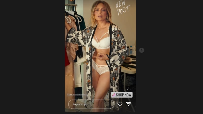 Jennifer Lopez poses in Intimissimi lingerie Instagram stories
