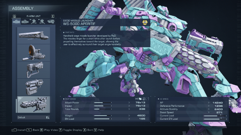 The Apertif weapon in AC6, part of the best tetra build