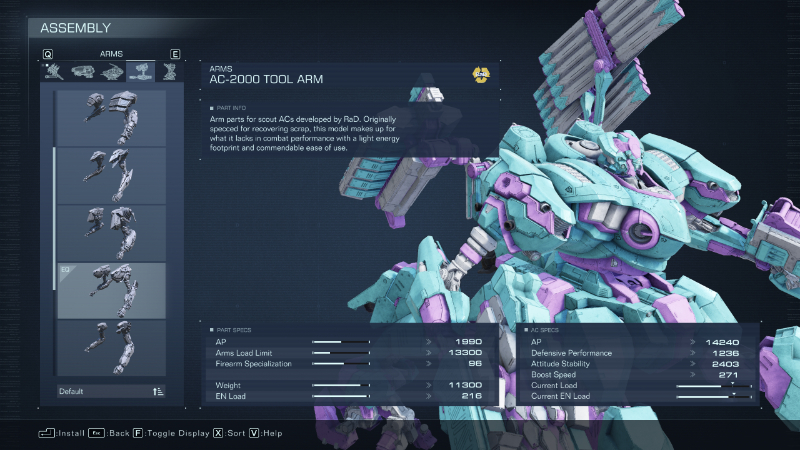 The Tool Arms from Armored Core 6, part of the best tetra build