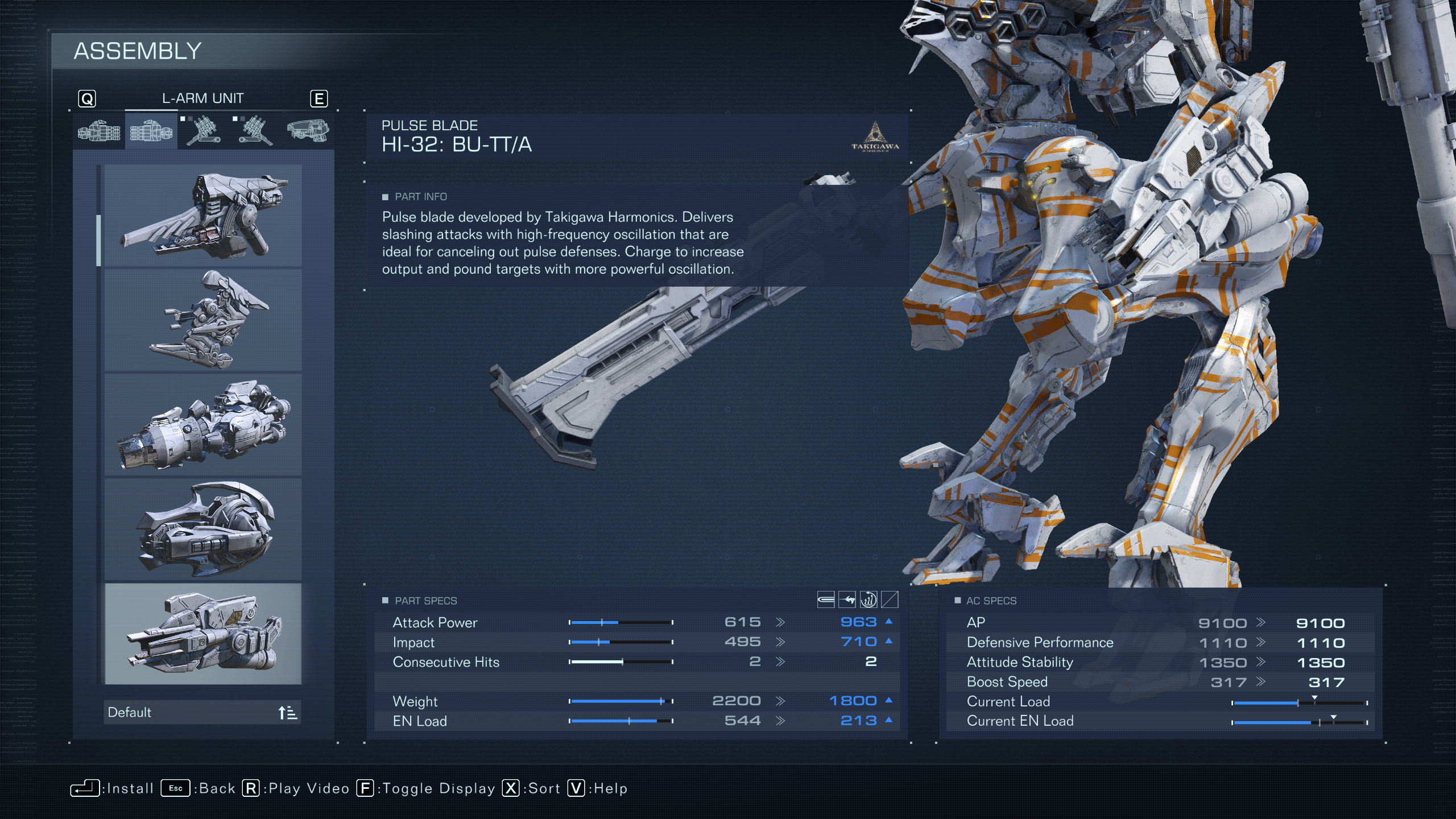 The Pulse Blade, one of the best melee weapons in Armored Core 6