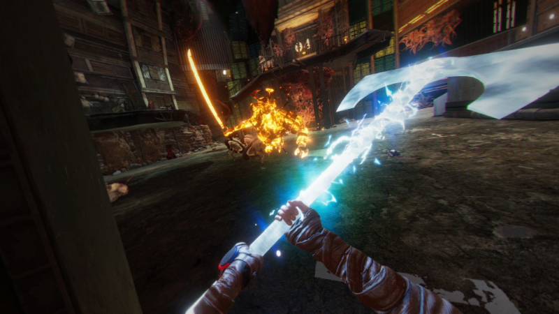 The player and a demon face off in Hellsweeper VR, releasing September 2023