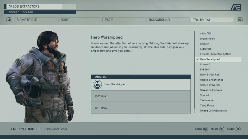 Traits Menu