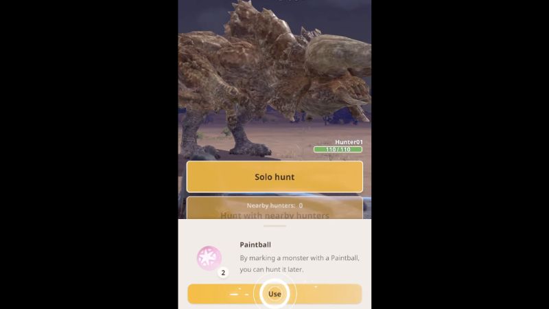 Getting and Using Paintballs in Monster Hunter Now - Using Pink Paintball