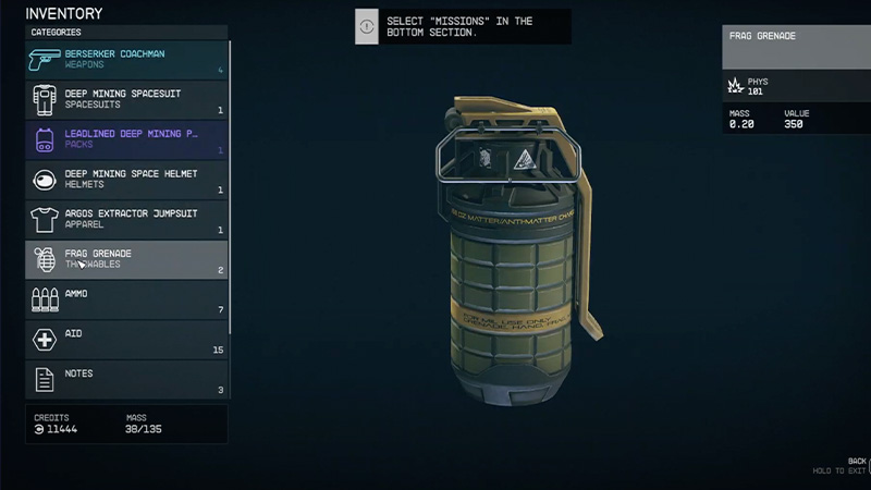 How To Equip and Use Grenades in Starfield - Equipping Grenade
