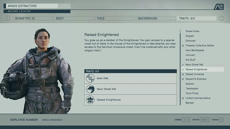 Starfield Trait IDs