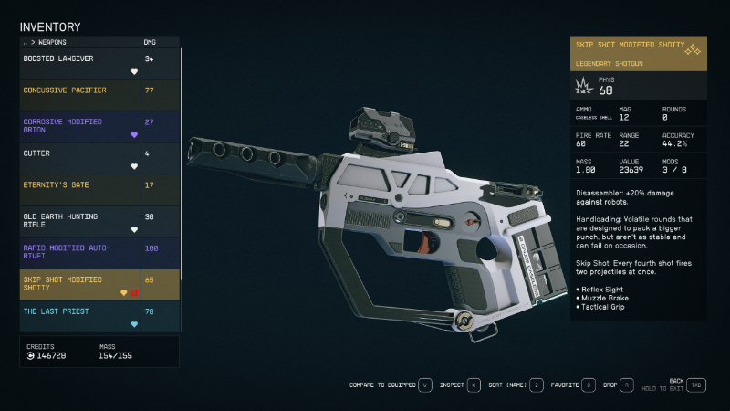 A modified Shotty from Bethesda's sci-fi epic