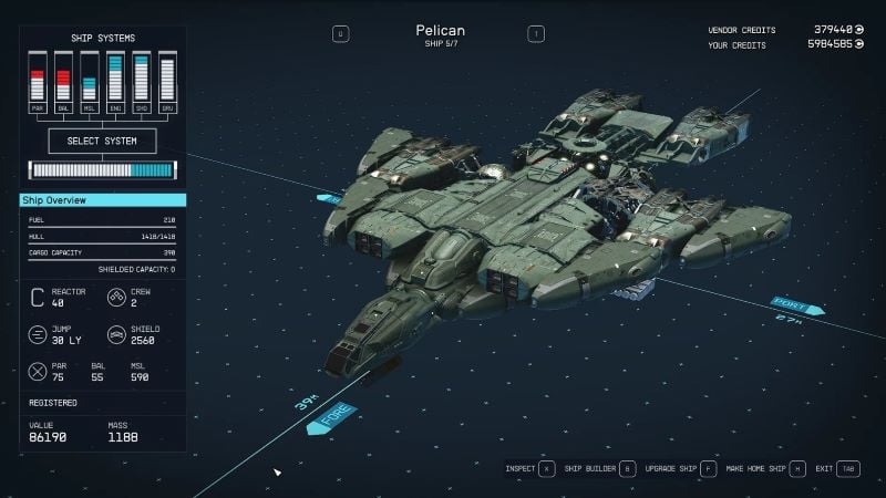 Starfield Pelican ship builder