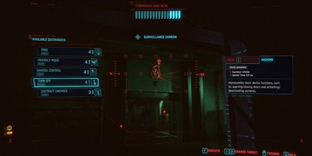 A camera in Cyberpunk 2077, during the Moving Heat mission