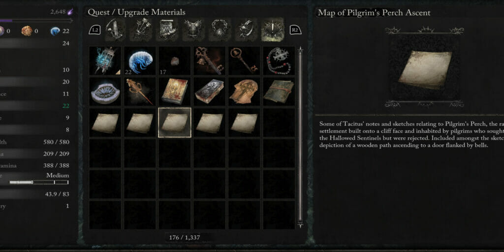 Quest Items Menu