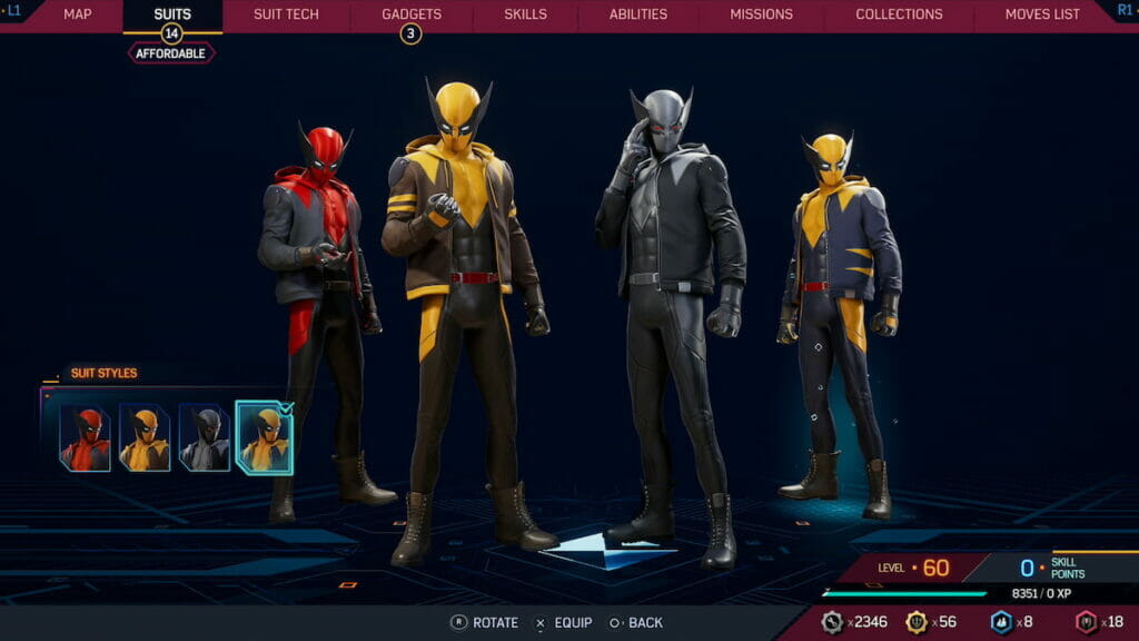 miles morales four wolverine costumes