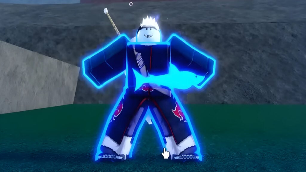 A V4 Awakened Race Shark posing in Blox Fruits