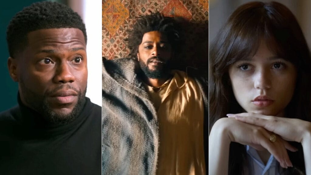 Kevin Hart in Lift, LaKeith Stanfield in The Book of Clarence, and Jenna Ortega in Miller's Girl, three of the most anticipated movie releases in January 2024.