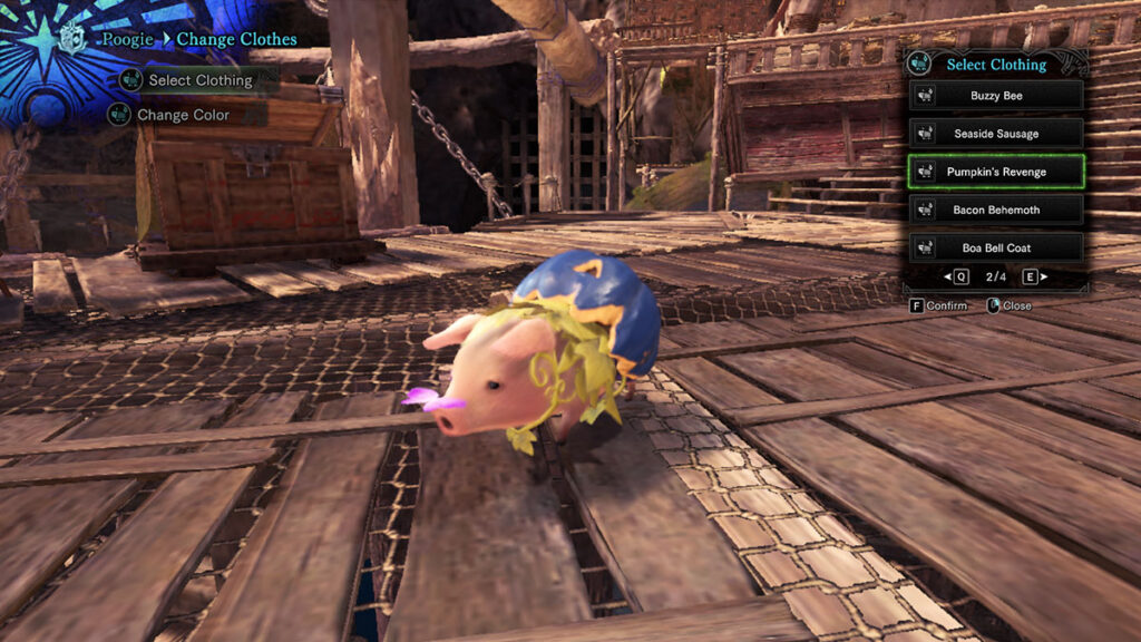 Pumpkin's Revenge Poogie costume in MHW