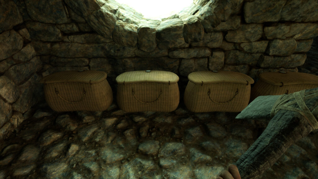 Containers sitting side by side on the floor in Nightingale