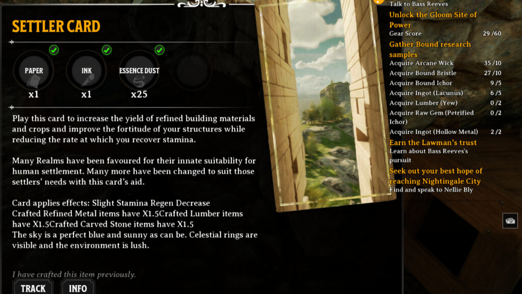 The Settler card