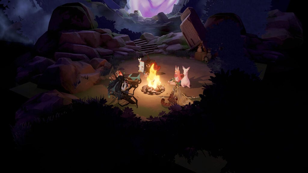 The heroes gather around the fireplace in AFK Journey.