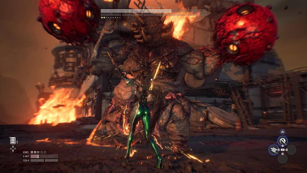 Eve parries the Brute.