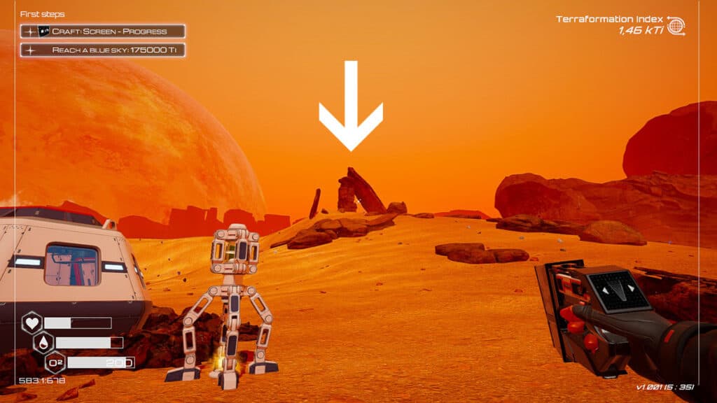 The rock formation you can cross in your path to the Iridium Mine.