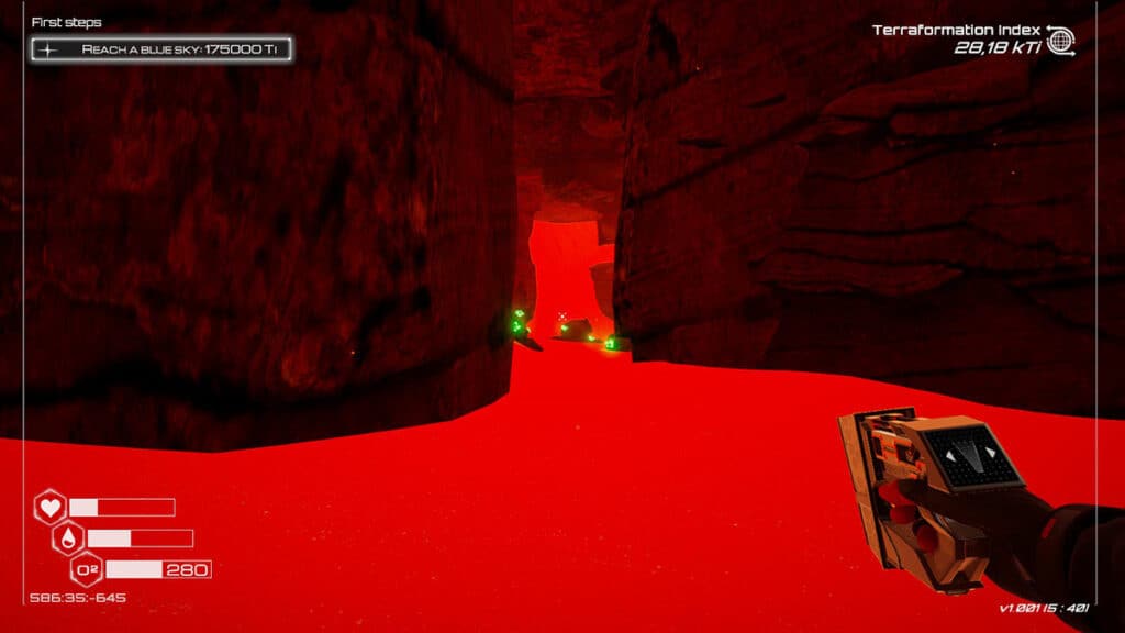 The entrance to the Uranium Cave in The Planet Crafter.