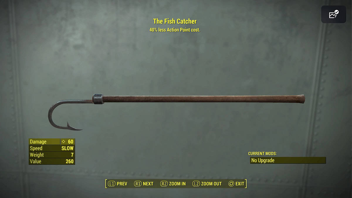 the fish catcher, one of the best melee weapons in fallout 4