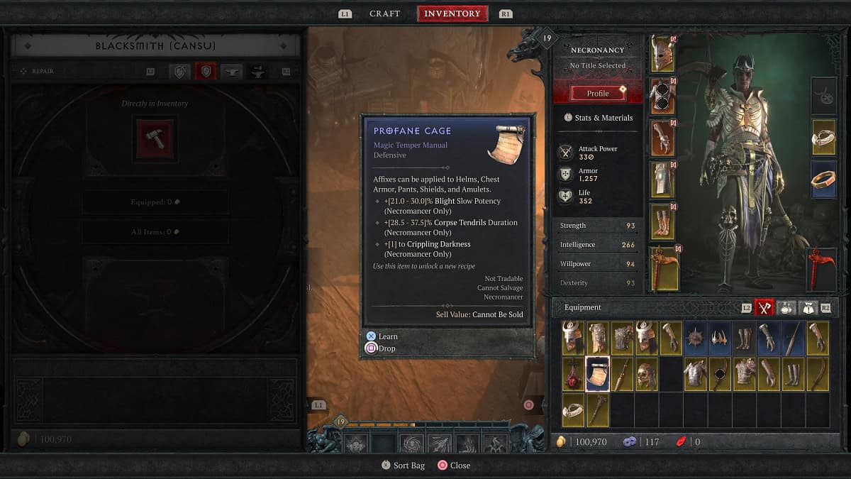 the profane cage temper manual in diablo 4 season 4 loot reborn