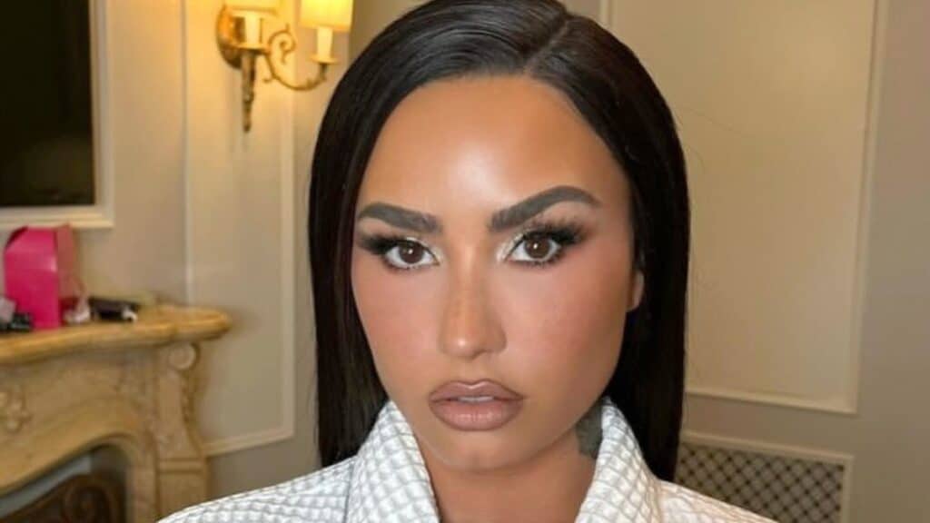 Demi Lovato Criticized For ‘Thigh Gap’ In Bathroom Photo Demi Lovato poses close up