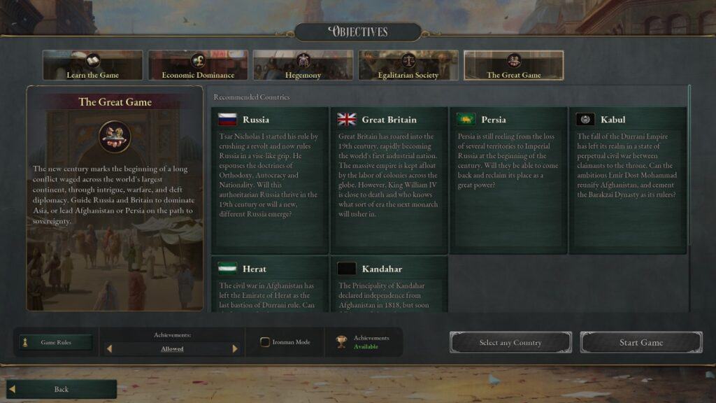 Sphere of Influence The Great Game Mode