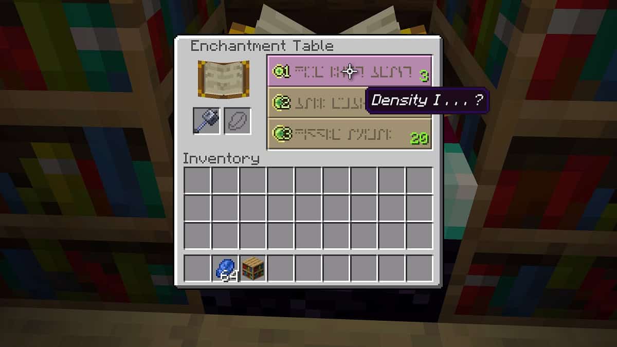 density enchantment in enchantment table