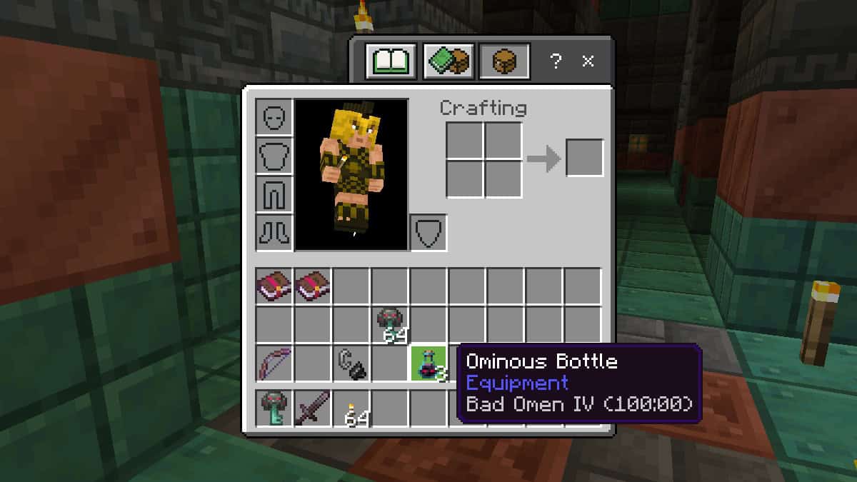 an ominous bottle, causing bad omen status effect